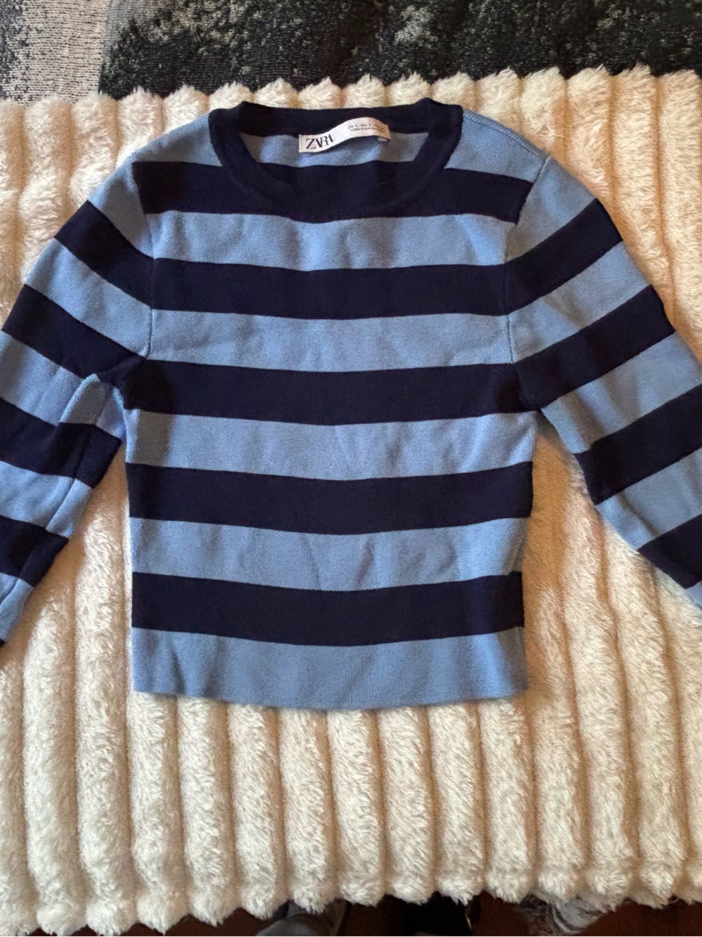 Zara Blue & Navy Striped Long Sleeve Tee